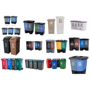 Tempat sampah pemisahan sampah yang dibuat dengan metode blow-molding